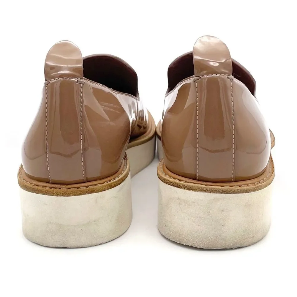 Vince Sanders Patent Leather Platform Slip On Sneakers Taupe Antique Rose Size 6